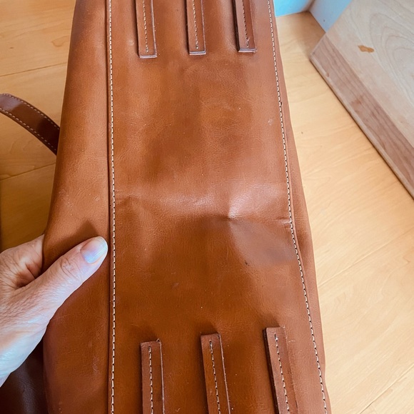 LG High Quality Vegan leather Business Laptop Tote Carry-on Cognac Brown 👜 - Picture 8 of 13